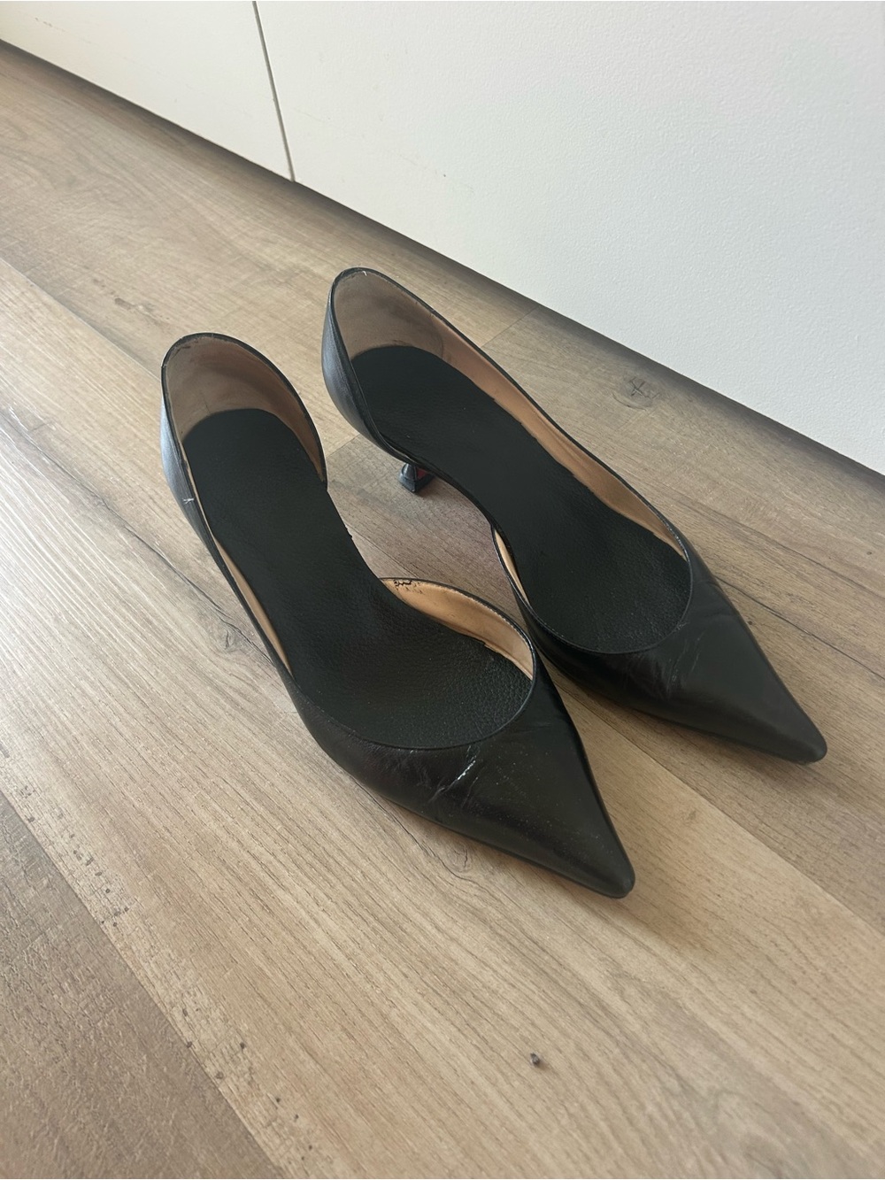 Christian Louboutin Black Pointed-Toe Kitten Heel
